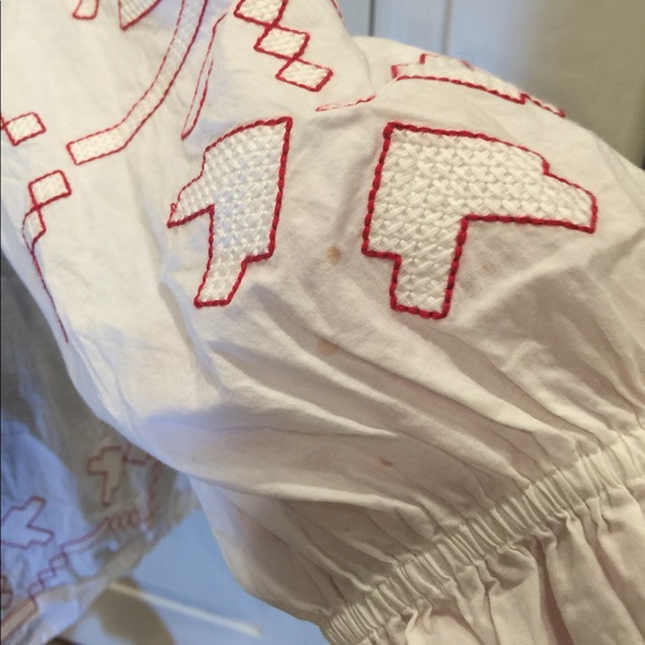 Harlyn white/red trim peasant blouse 🌸Size Large - Picture 2 of 6